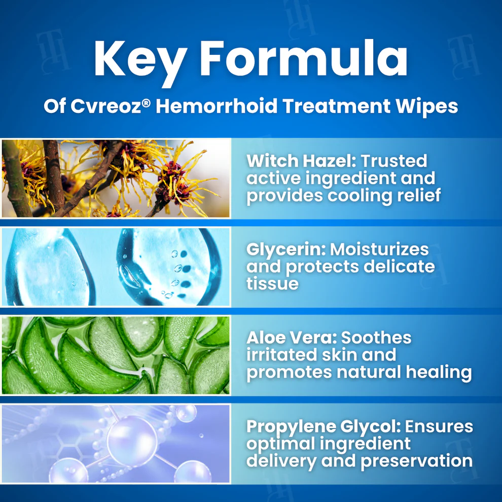 Cvreoz® Hemorrhoid Treatment Wipes 3 Cvreoz® Hemorrhoid Treatment Wipes