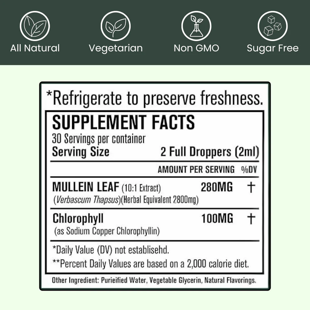 Nuv® - Mullein + Chlorophyll Lung Drops 2 Nuv® - Mullein + Chlorophyll Lung Drops